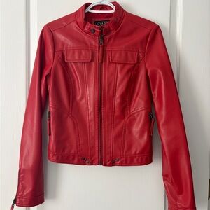 Stylish Red Leather Jacket for Women